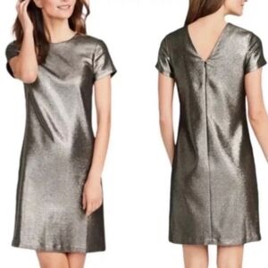 J. McLaughlin James Mini Dress Metallic Bronze Silver Gunmetal Gray S NWT
